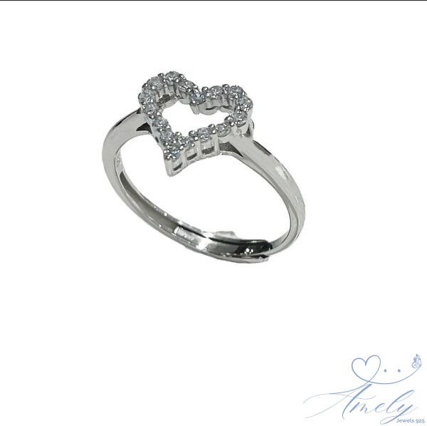 Anello cuore con zirconi