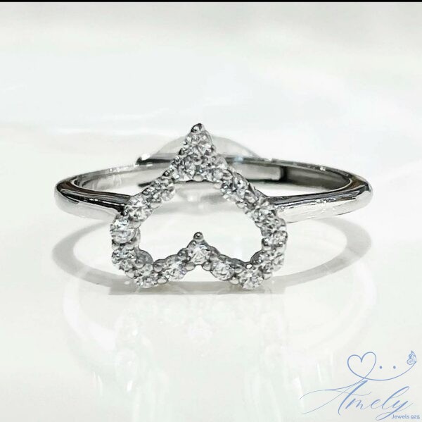 Anello cuore con zirconi - immagine 5